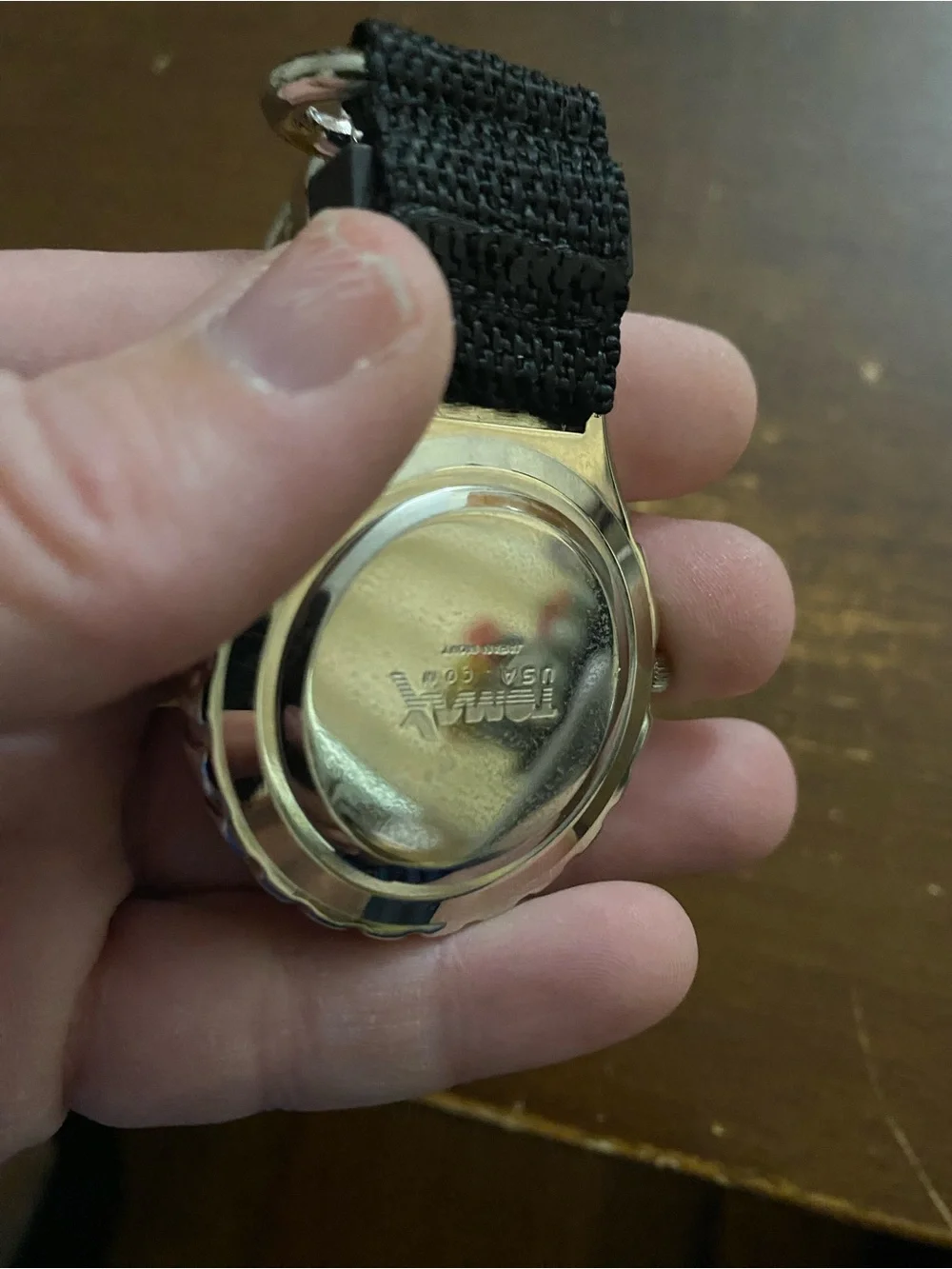 Black Clip-On Compass Watch with White Dial